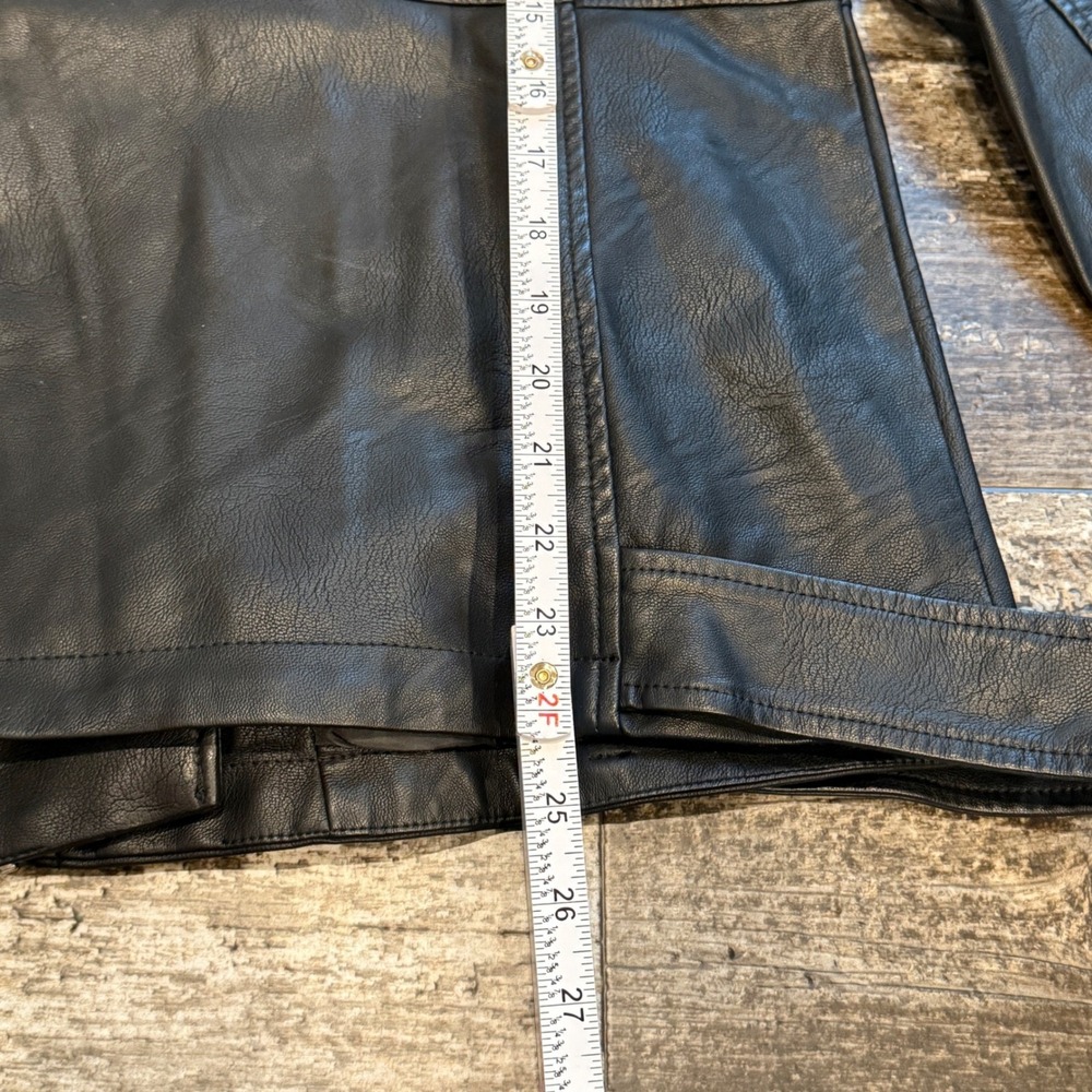 Levi Strauss & Co. Black Faux‎ Leather Moto Jacket Gray Hoodie Womens Medium NEW - Picture 14 of 16